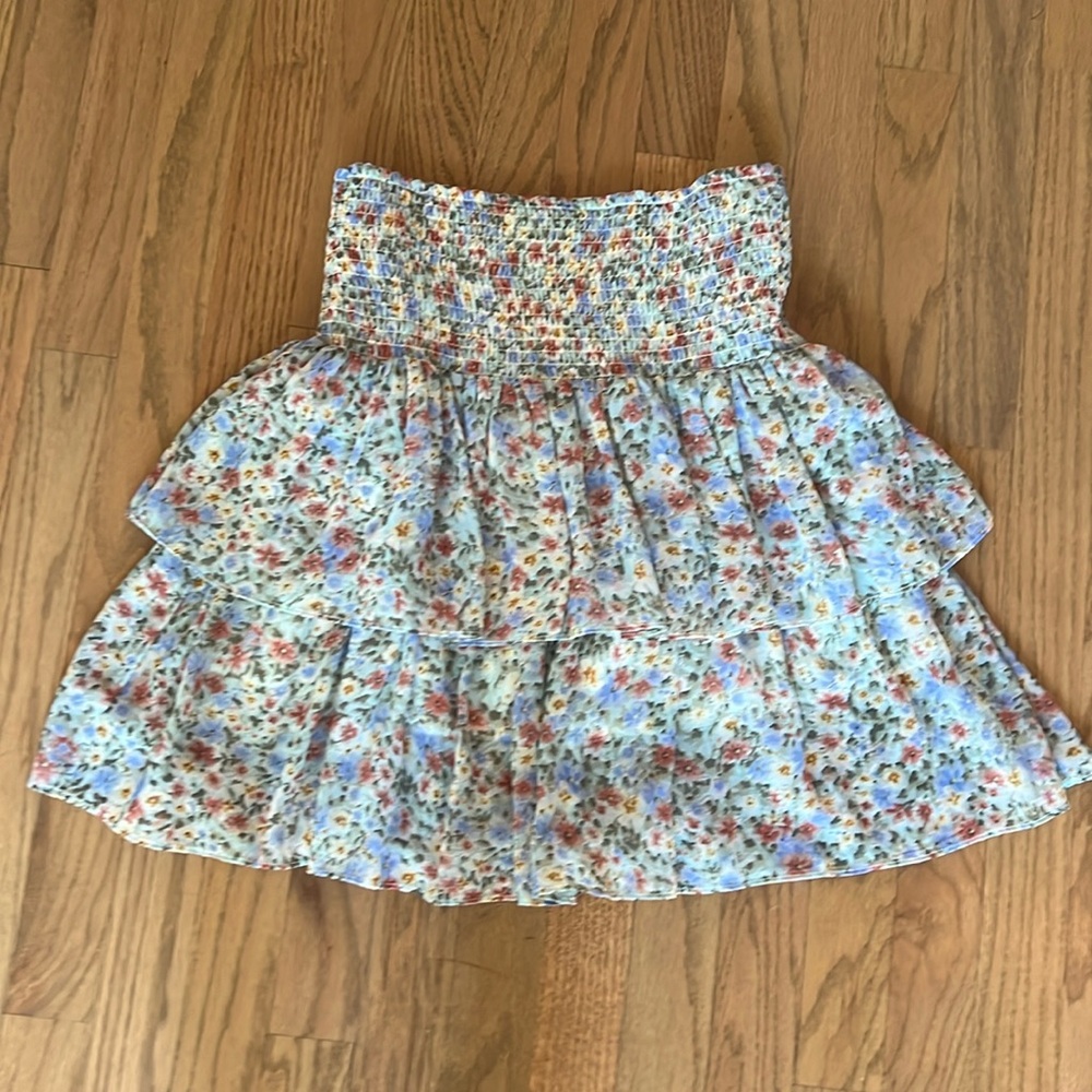 Smocked Floral Tiered Skirt